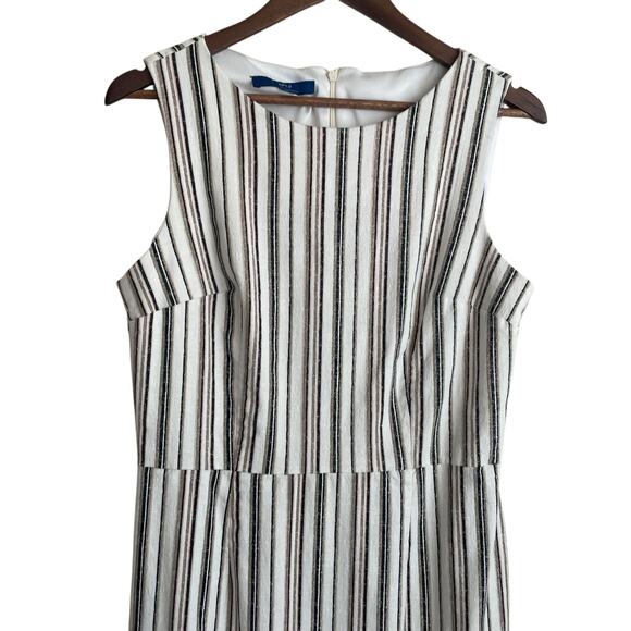 Apt 9 Women Shift Dress 14 Neutral Striped Linen Blend Coastal Office Travel - Picture 10 of 11